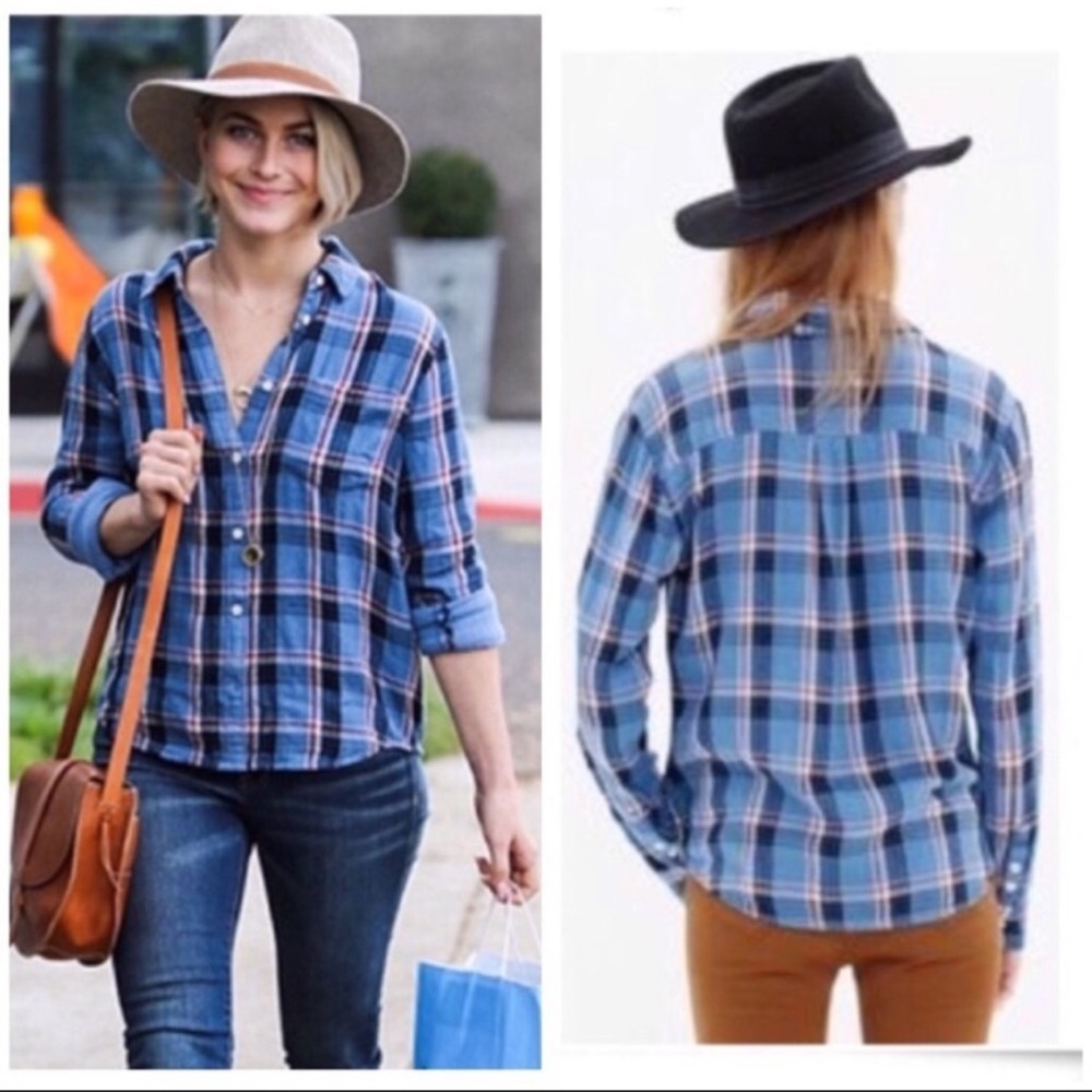 Madewell Blue Button-Up Flannel